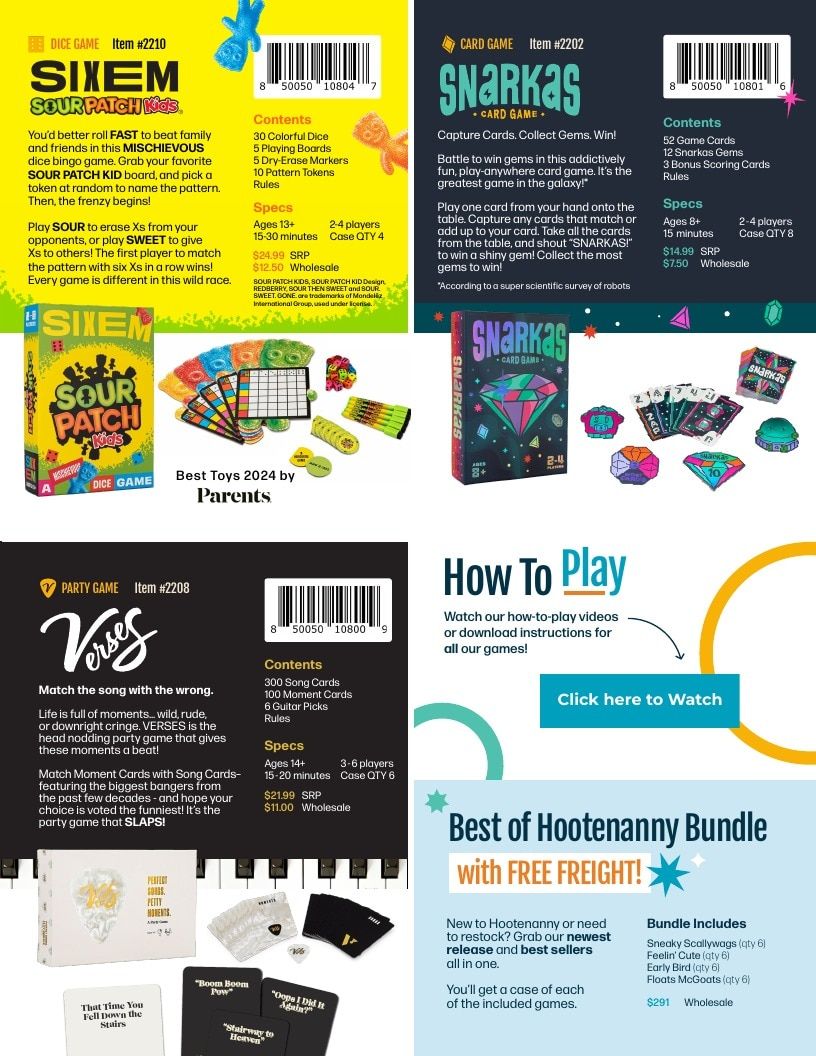 Hootenanny Games Annual Games Catalog Weekly Ad January 1 - December 31, 2026