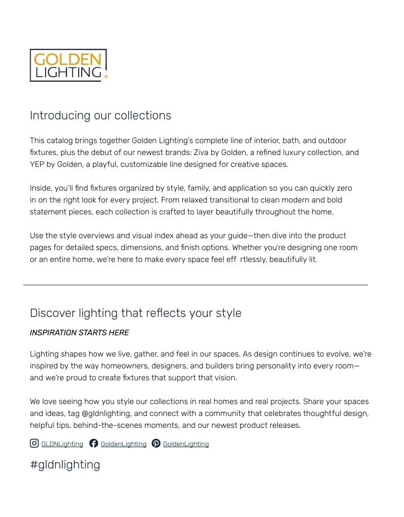 Golden Lighting Lighting Catalog Weekly Ad January 1 - December 31, 2026
