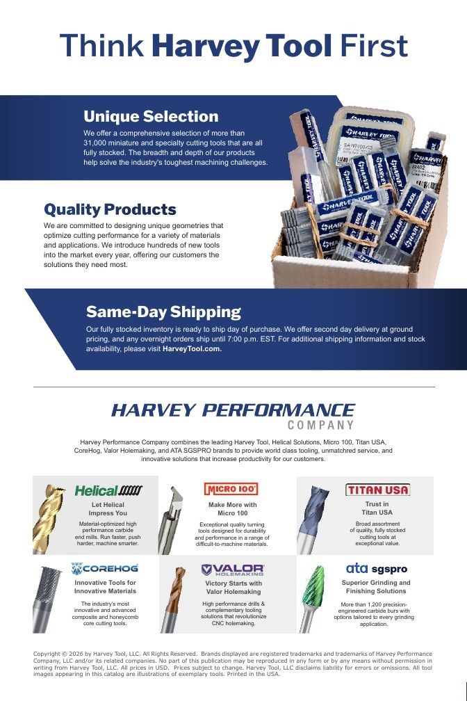 Harvey Tool Cutting Tools Catalog Weekly Ad January 1 - December 31, 2026