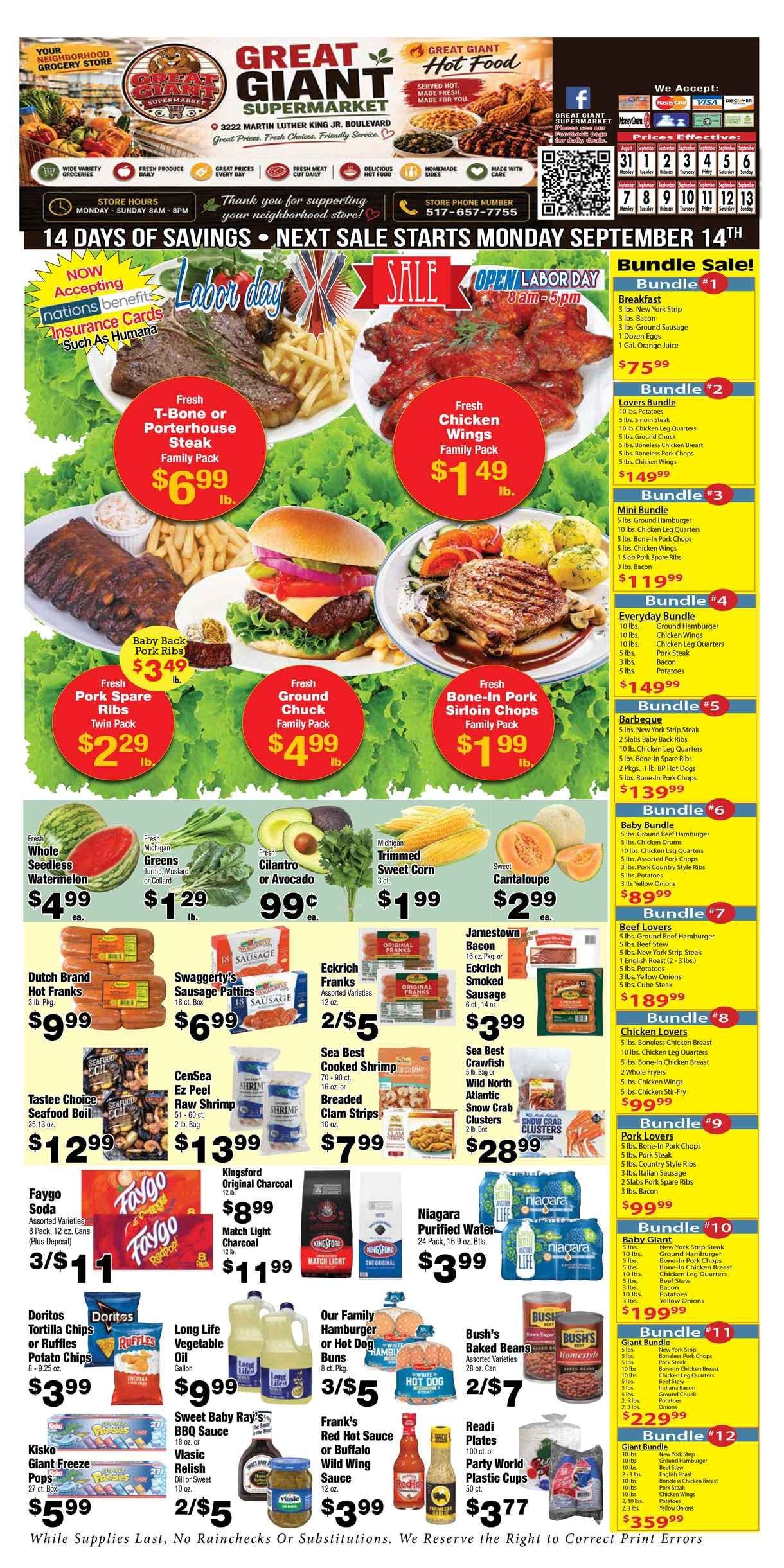 Great Giant Supermarket (Lansing, MI) Weekly Ad August 30 - September 12, 2026