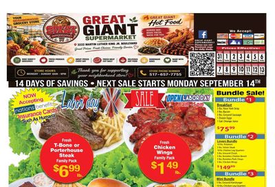 Great Giant Supermarket (Lansing, MI) Weekly Ad August 30 - September 12, 2026