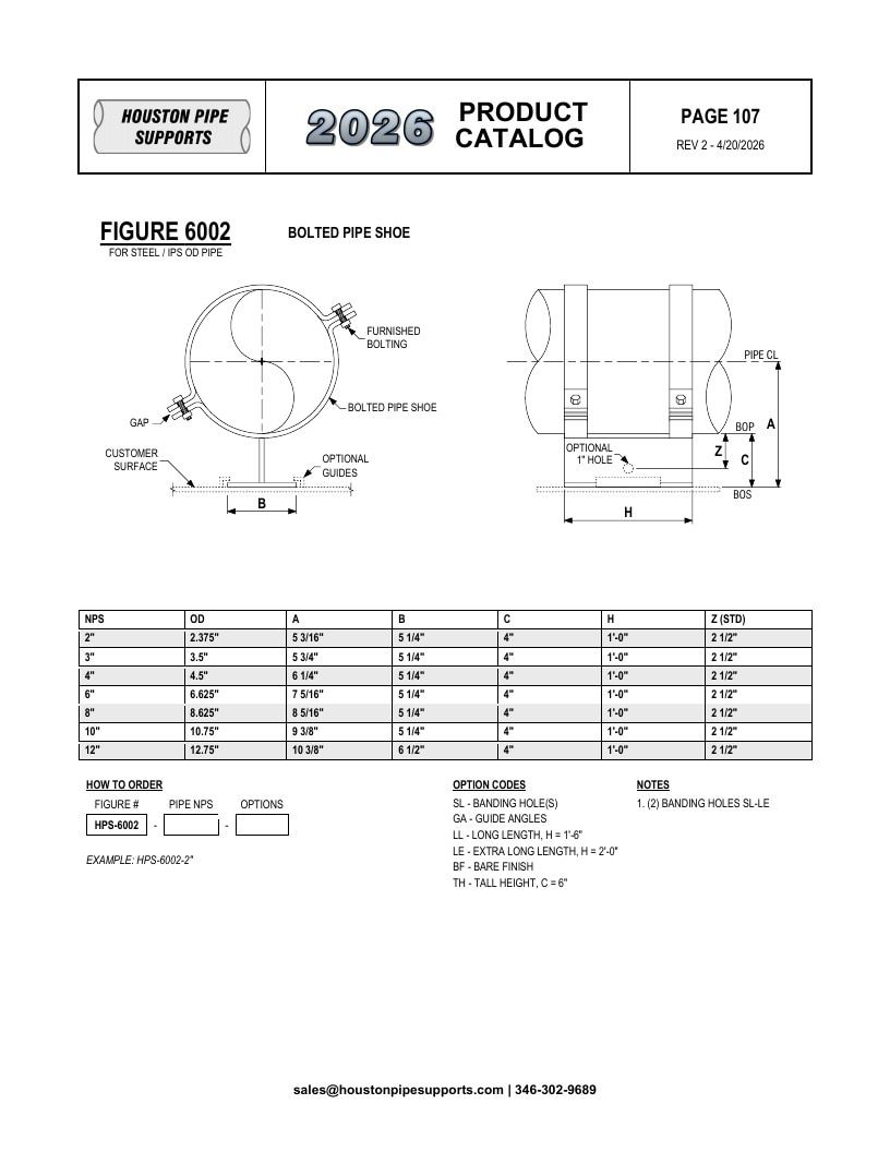 Houston Pipe Supports Pipe Supports Catalog Weekly Ad January 1 - December 31, 2026