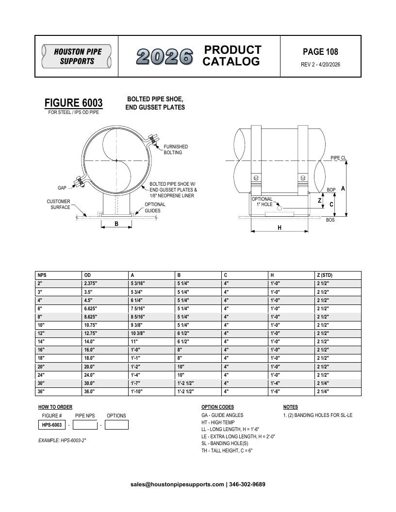 Houston Pipe Supports Pipe Supports Catalog Weekly Ad January 1 - December 31, 2026