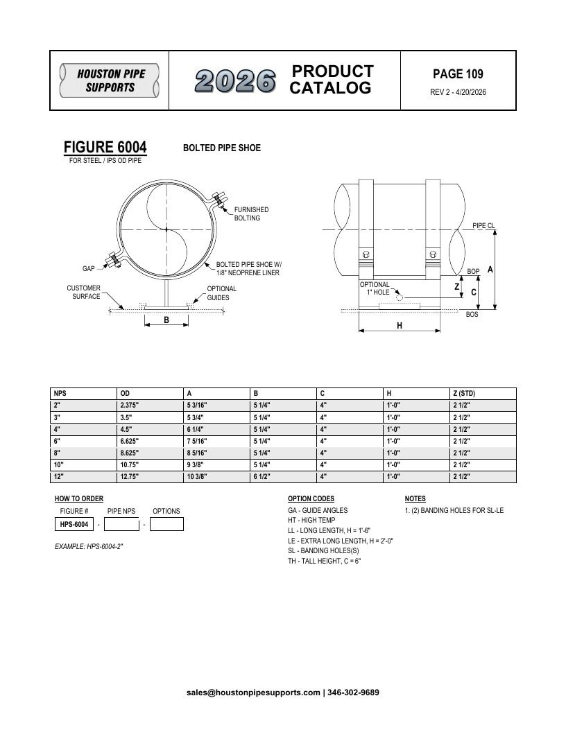 Houston Pipe Supports Pipe Supports Catalog Weekly Ad January 1 - December 31, 2026