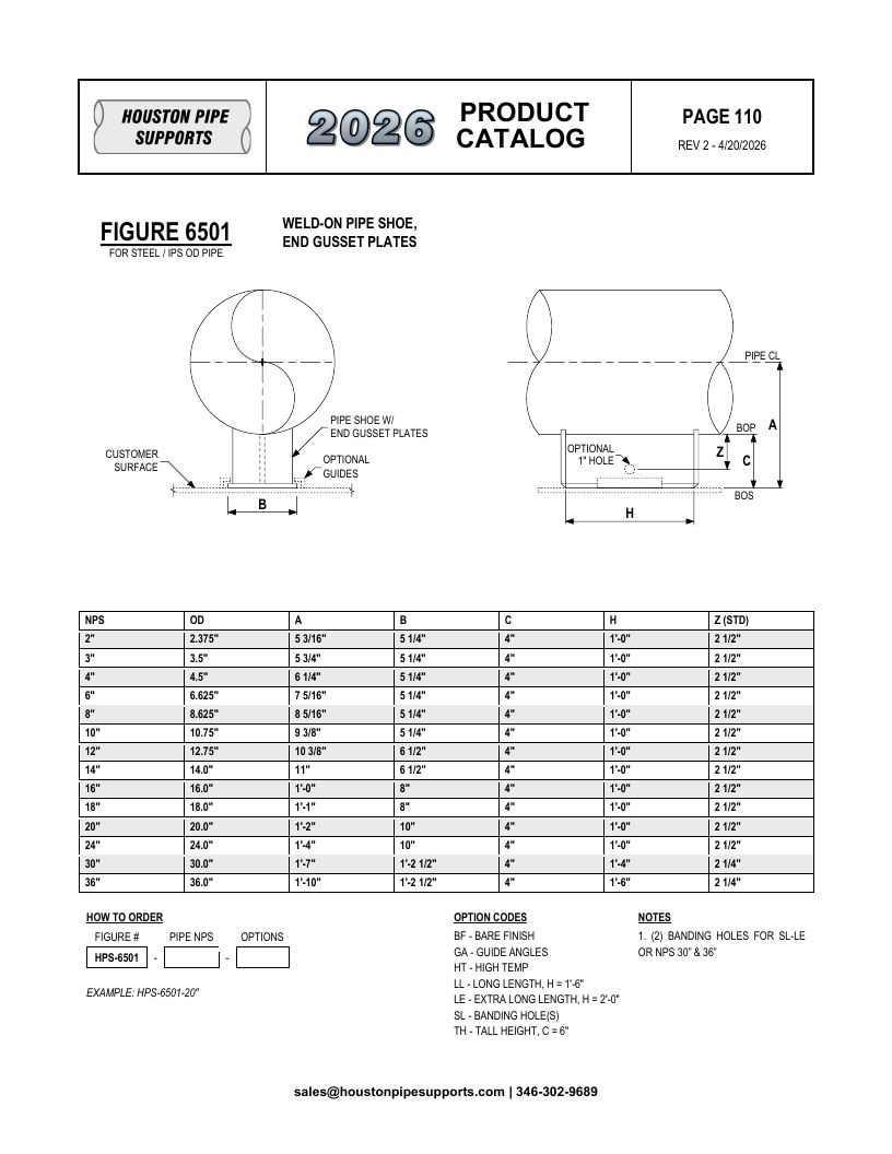 Houston Pipe Supports Pipe Supports Catalog Weekly Ad January 1 - December 31, 2026
