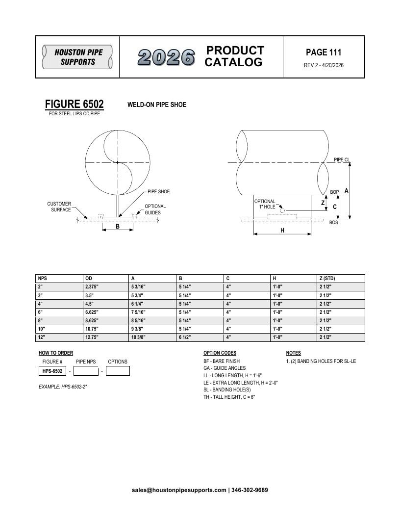 Houston Pipe Supports Pipe Supports Catalog Weekly Ad January 1 - December 31, 2026