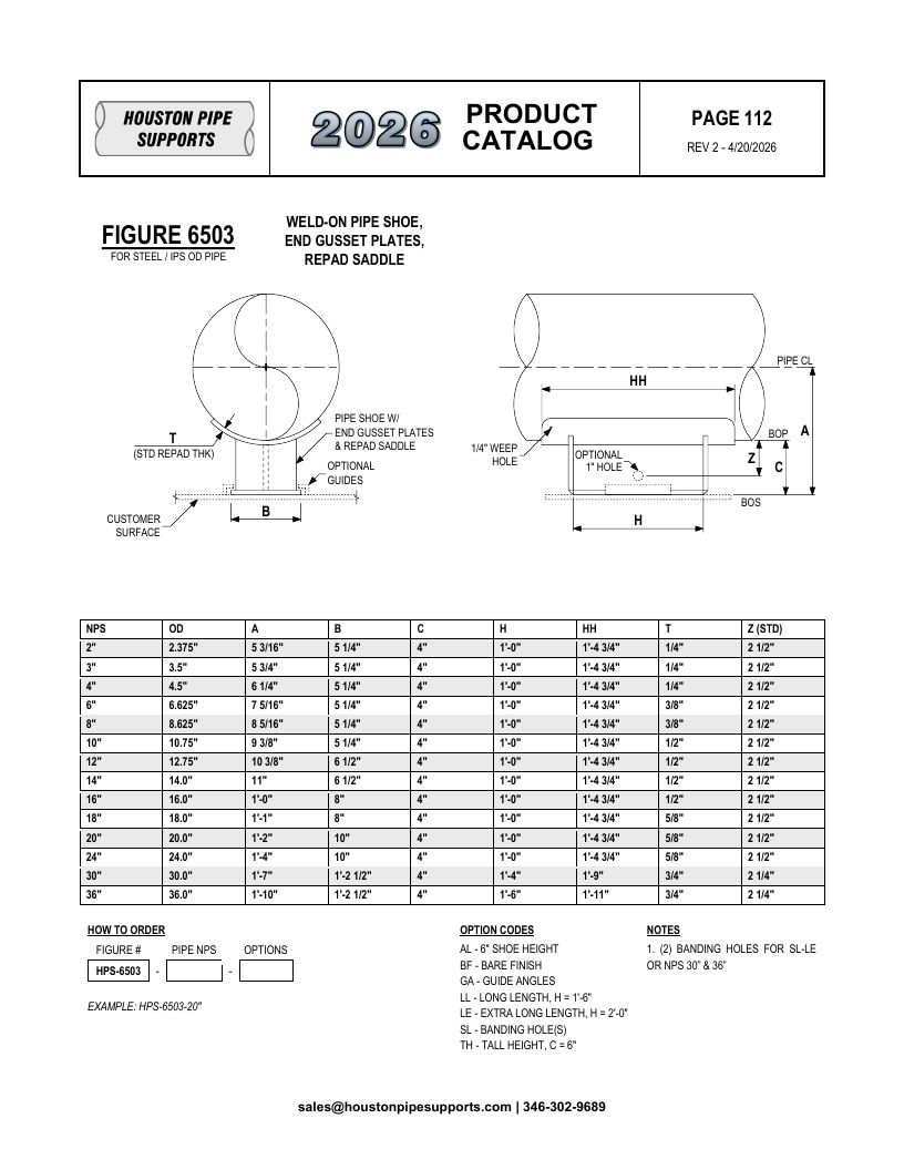 Houston Pipe Supports Pipe Supports Catalog Weekly Ad January 1 - December 31, 2026