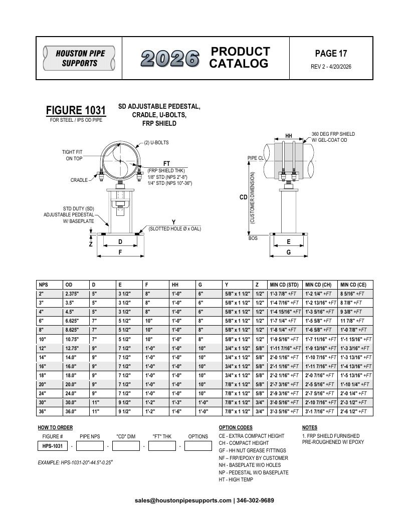 Houston Pipe Supports Pipe Supports Catalog Weekly Ad January 1 - December 31, 2026