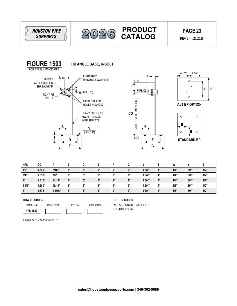 Houston Pipe Supports Pipe Supports Catalog Weekly Ad January 1 - December 31, 2026