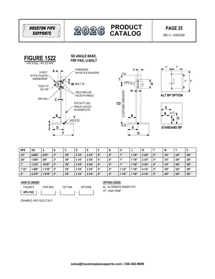 Houston Pipe Supports Pipe Supports Catalog Weekly Ad January 1 - December 31, 2026