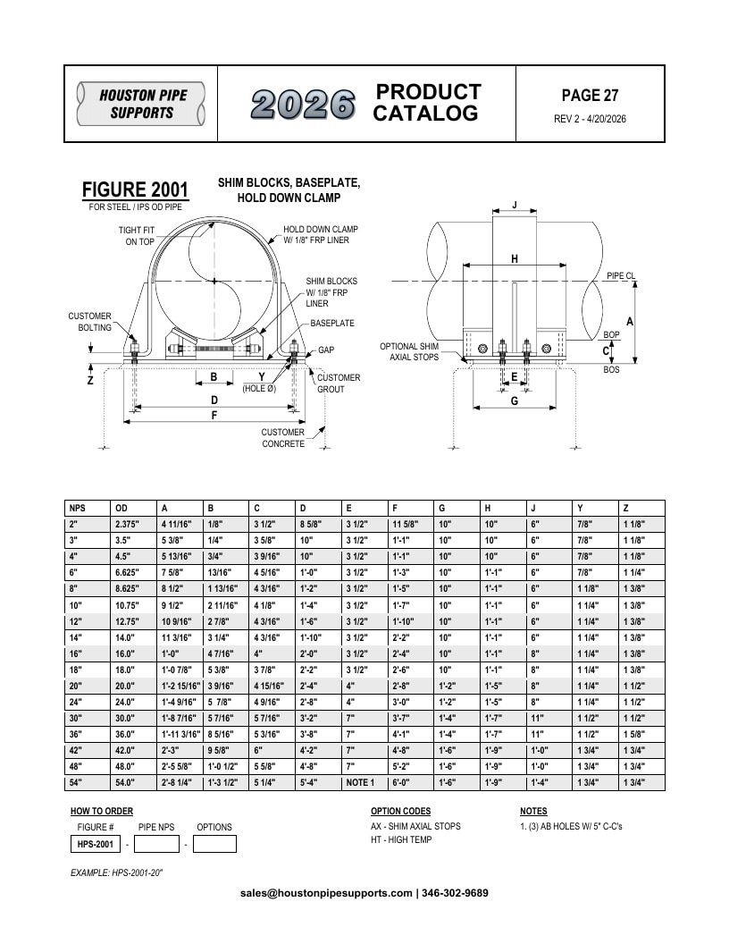 Houston Pipe Supports Pipe Supports Catalog Weekly Ad January 1 - December 31, 2026