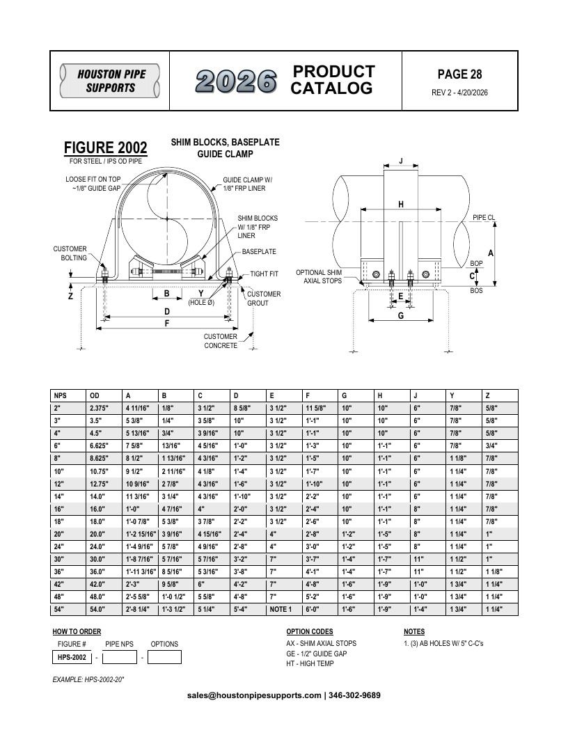 Houston Pipe Supports Pipe Supports Catalog Weekly Ad January 1 - December 31, 2026