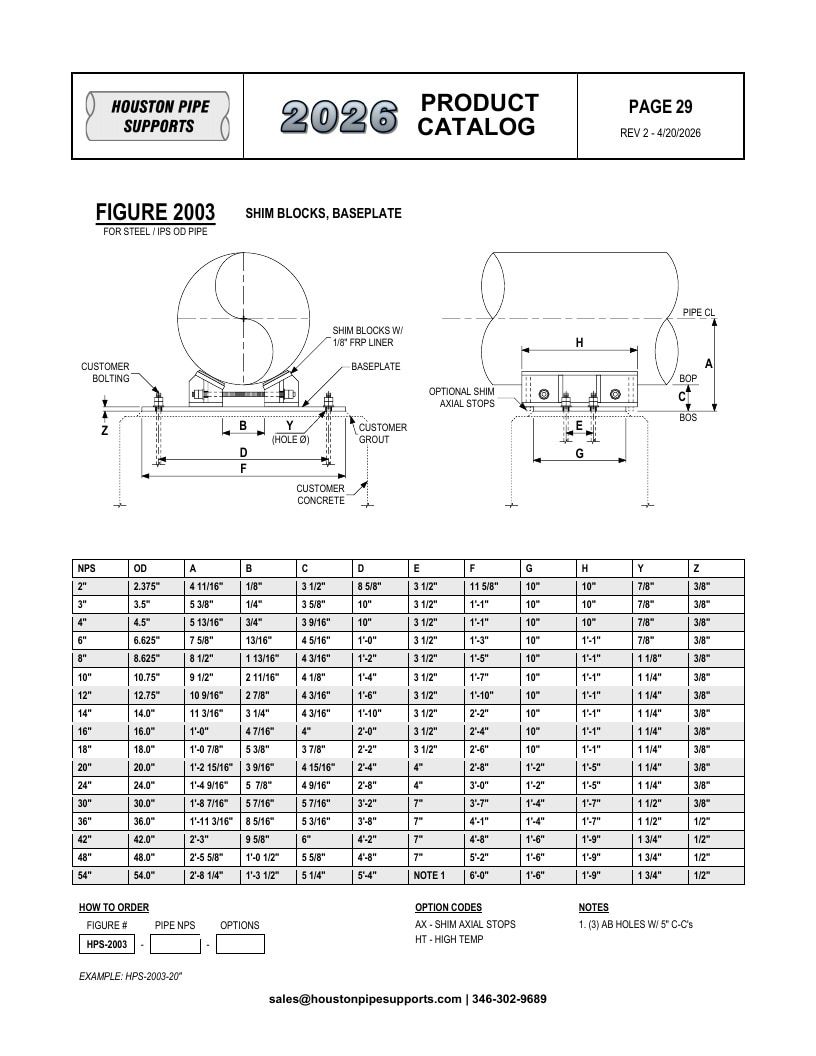 Houston Pipe Supports Pipe Supports Catalog Weekly Ad January 1 - December 31, 2026