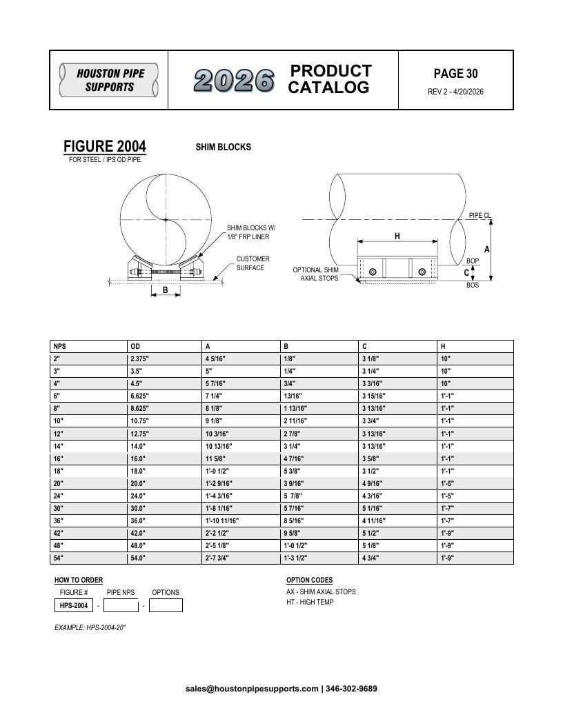 Houston Pipe Supports Pipe Supports Catalog Weekly Ad January 1 - December 31, 2026