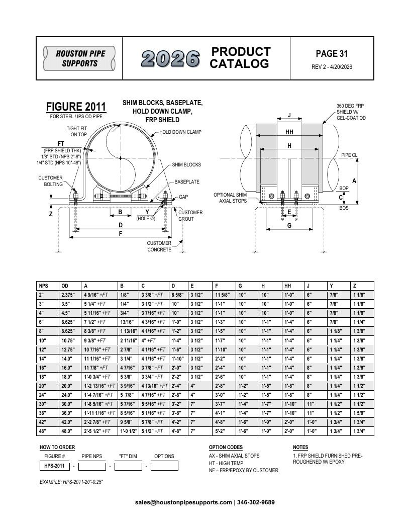Houston Pipe Supports Pipe Supports Catalog Weekly Ad January 1 - December 31, 2026