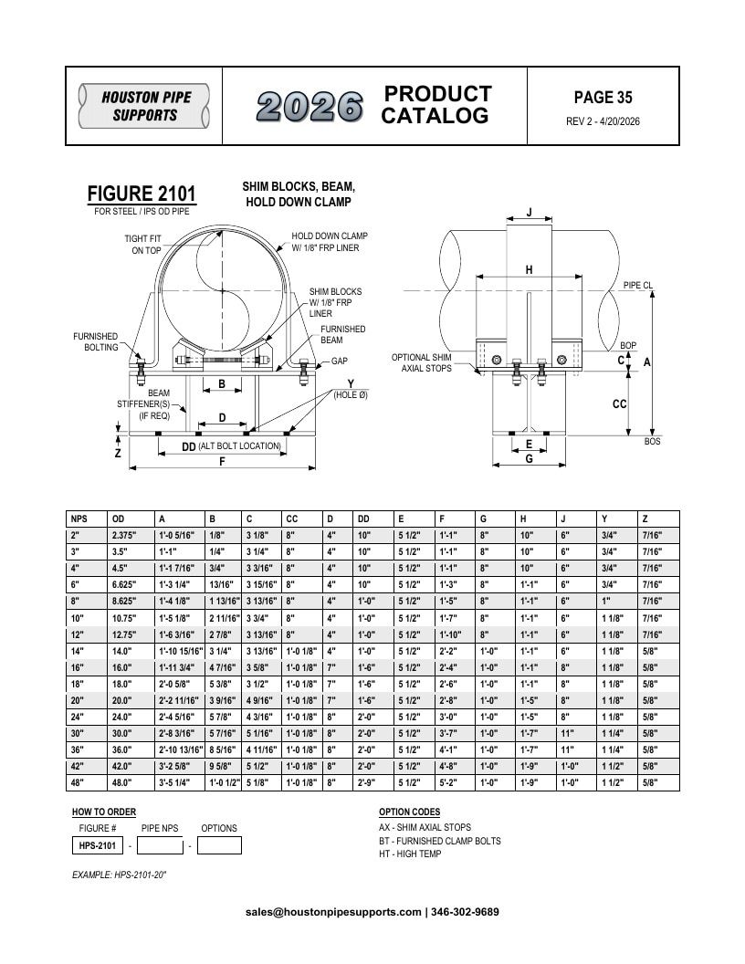 Houston Pipe Supports Pipe Supports Catalog Weekly Ad January 1 - December 31, 2026