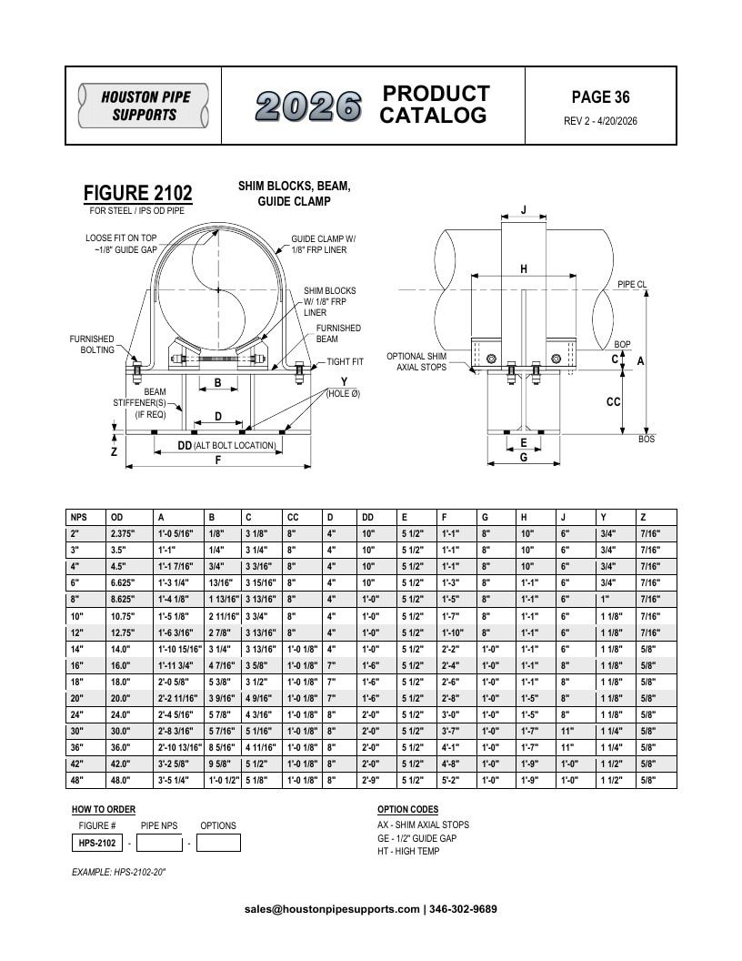 Houston Pipe Supports Pipe Supports Catalog Weekly Ad January 1 - December 31, 2026