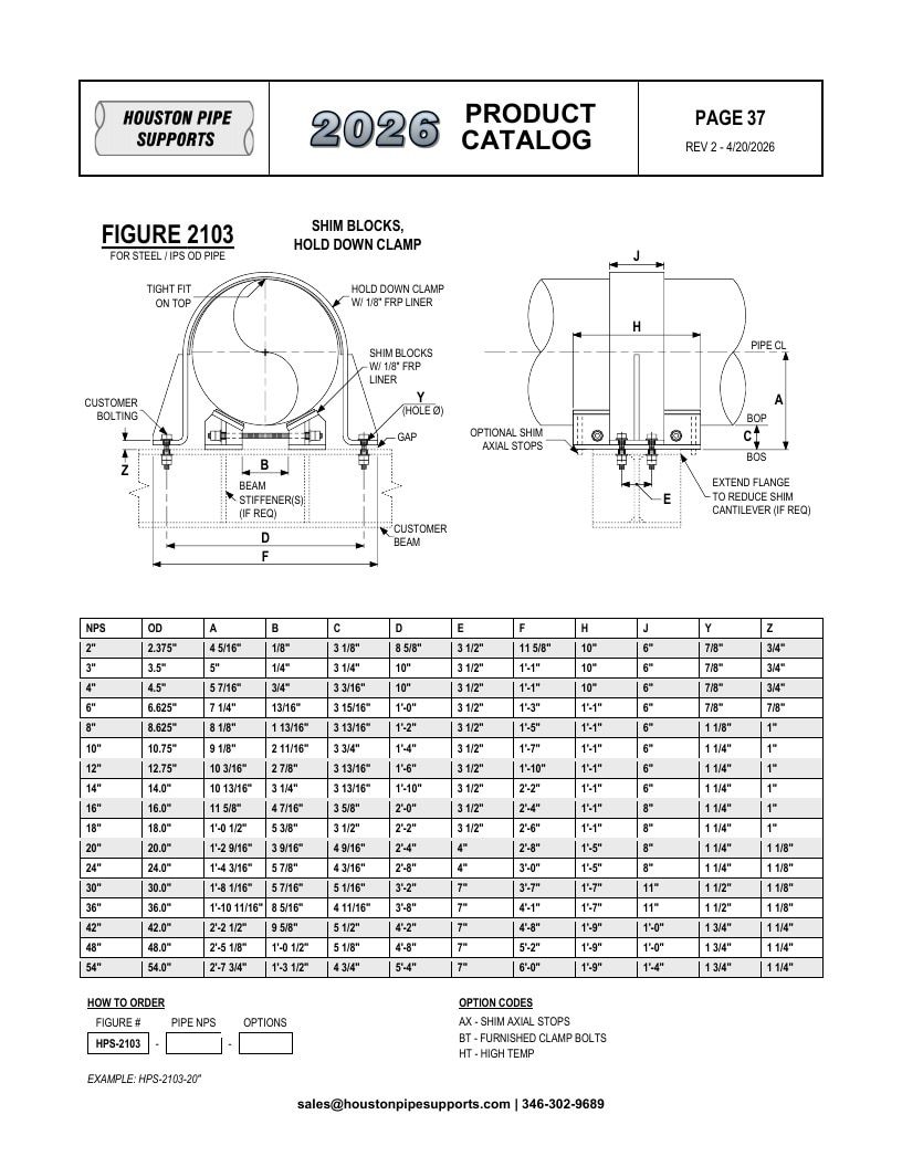 Houston Pipe Supports Pipe Supports Catalog Weekly Ad January 1 - December 31, 2026