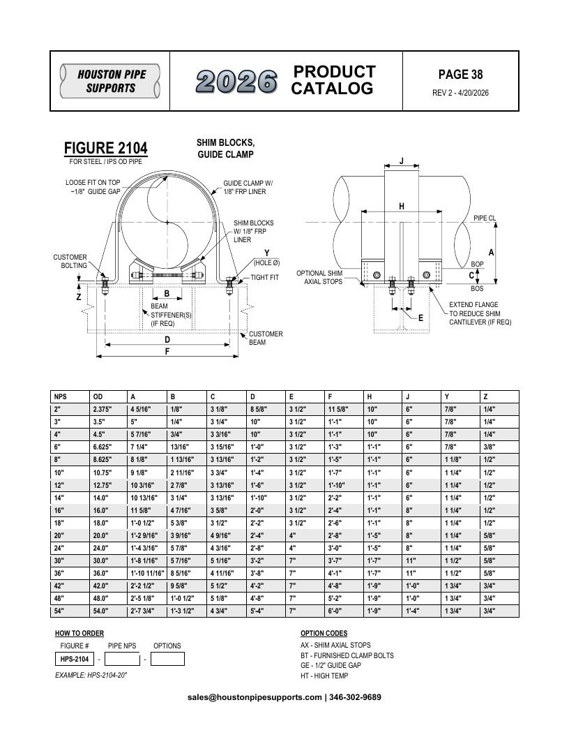 Houston Pipe Supports Pipe Supports Catalog Weekly Ad January 1 - December 31, 2026
