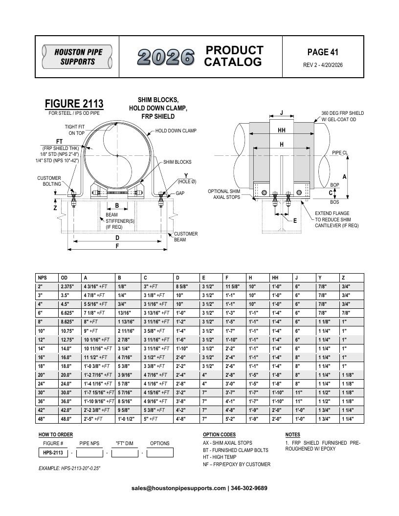 Houston Pipe Supports Pipe Supports Catalog Weekly Ad January 1 - December 31, 2026