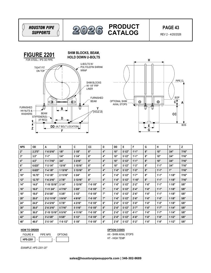Houston Pipe Supports Pipe Supports Catalog Weekly Ad January 1 - December 31, 2026