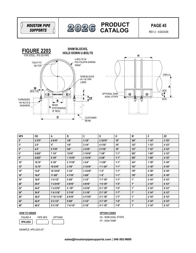 Houston Pipe Supports Pipe Supports Catalog Weekly Ad January 1 - December 31, 2026