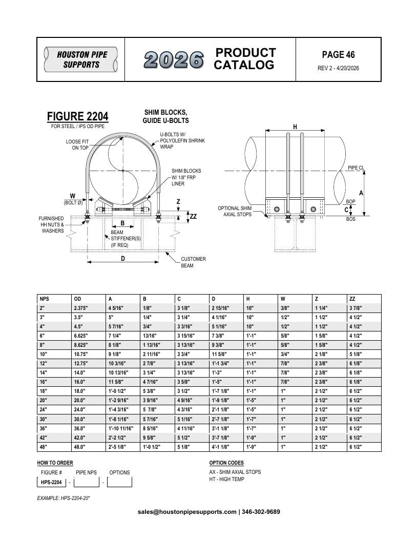 Houston Pipe Supports Pipe Supports Catalog Weekly Ad January 1 - December 31, 2026