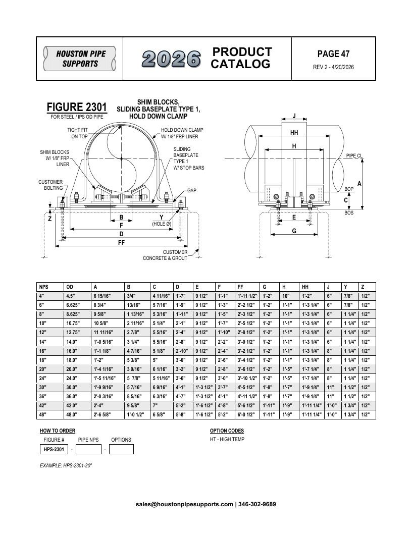 Houston Pipe Supports Pipe Supports Catalog Weekly Ad January 1 - December 31, 2026