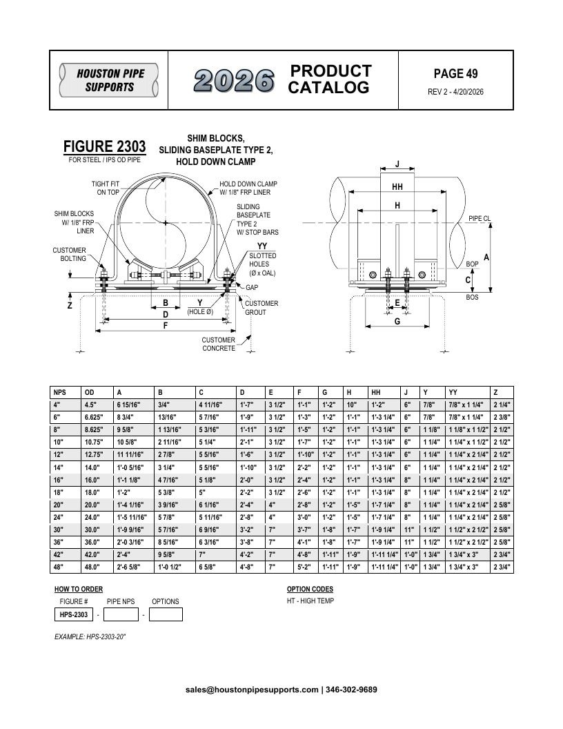 Houston Pipe Supports Pipe Supports Catalog Weekly Ad January 1 - December 31, 2026