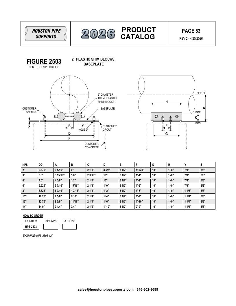 Houston Pipe Supports Pipe Supports Catalog Weekly Ad January 1 - December 31, 2026