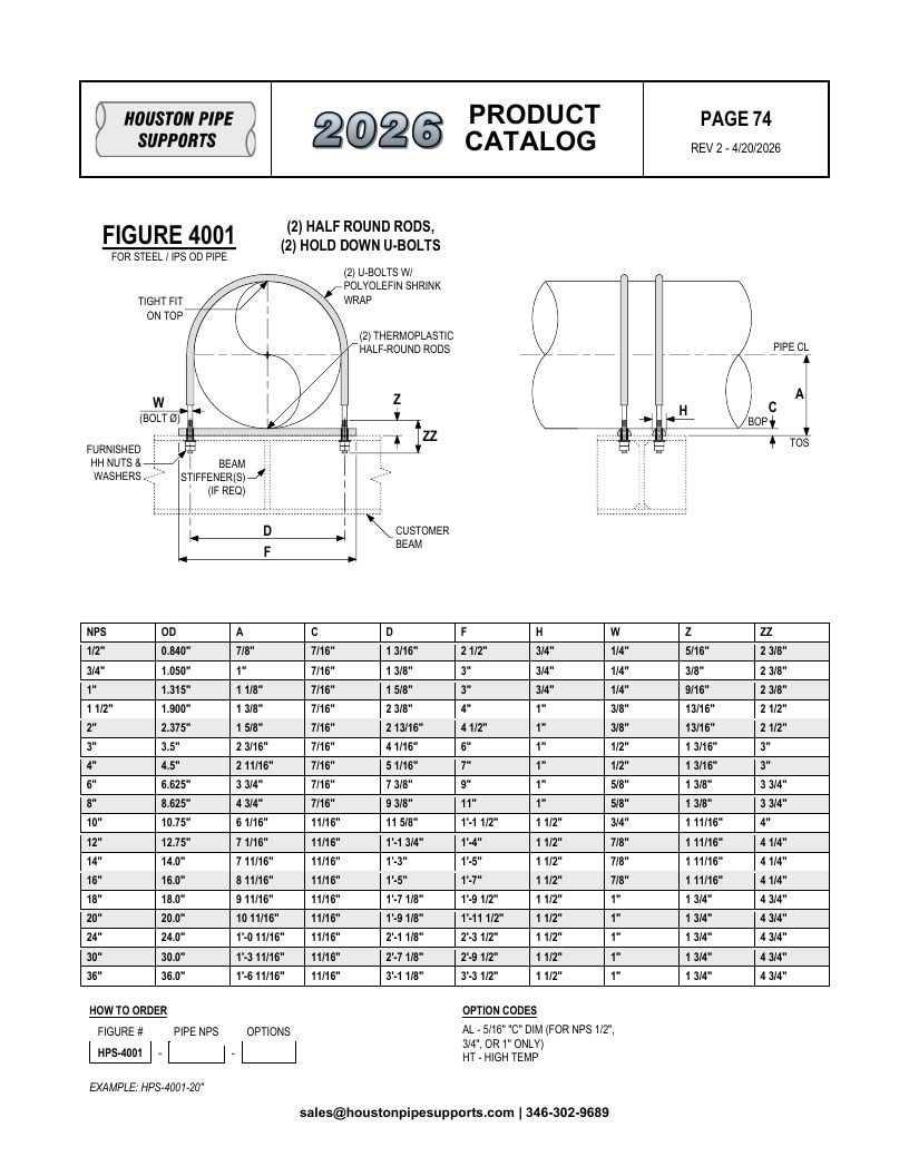 Houston Pipe Supports Pipe Supports Catalog Weekly Ad January 1 - December 31, 2026