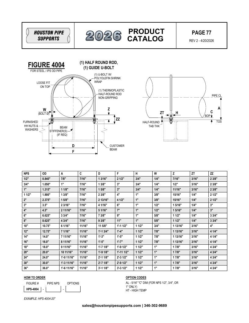 Houston Pipe Supports Pipe Supports Catalog Weekly Ad January 1 - December 31, 2026