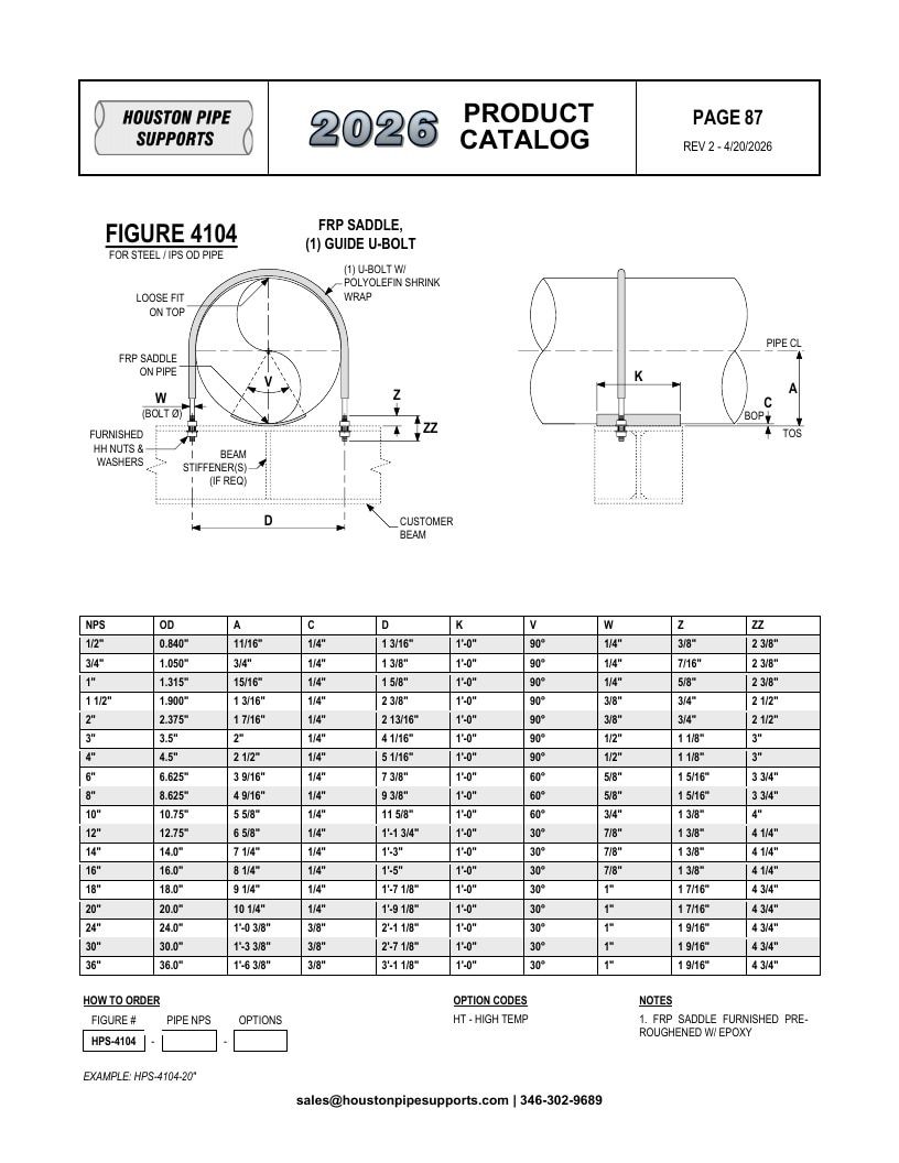 Houston Pipe Supports Pipe Supports Catalog Weekly Ad January 1 - December 31, 2026