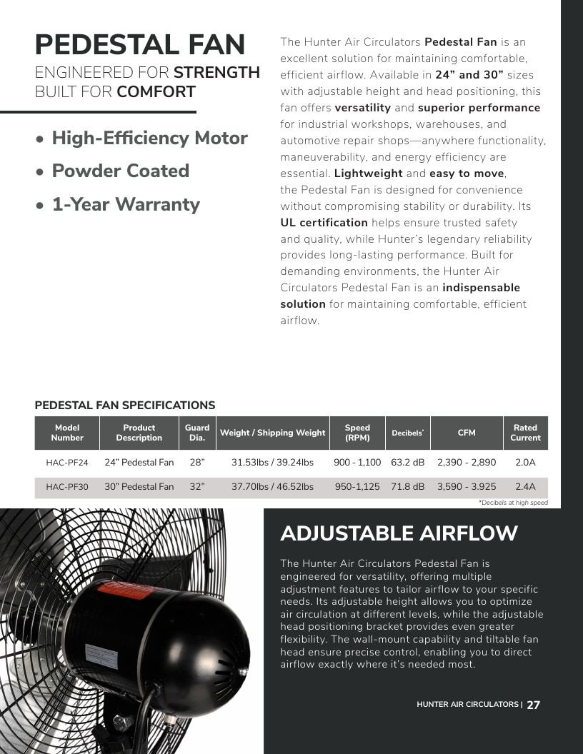 Hunter Industrial Industrial Fans Catalog Weekly Ad January 1 - December 31, 2026