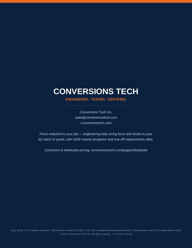 Conversions Tech Gas Springs Catalog Weekly Ad January 1 - December 31, 2026