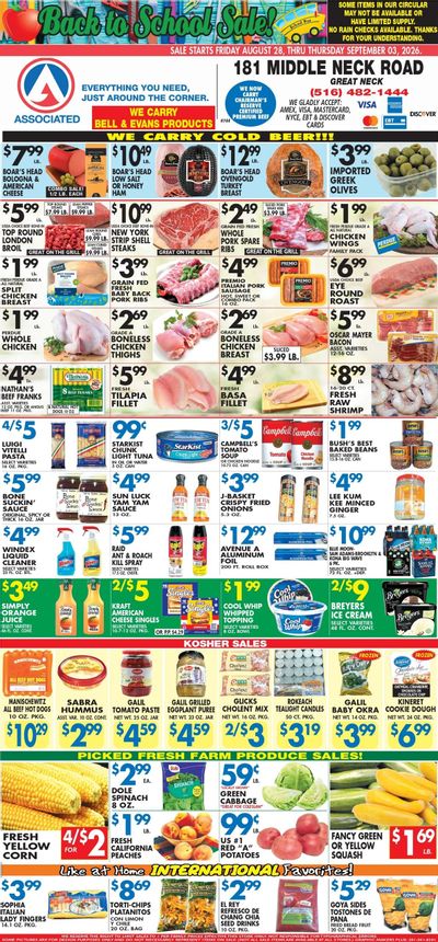 Associated Supermarkets (Rye Area, NY) Weekly Ad August 28 - September 3, 2026
