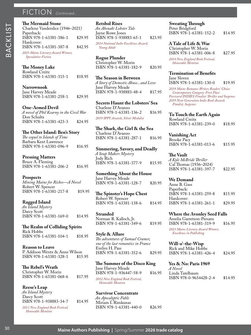 Maine Authors Publishing Books Catalog Weekly Ad January 1 - December 31, 2026