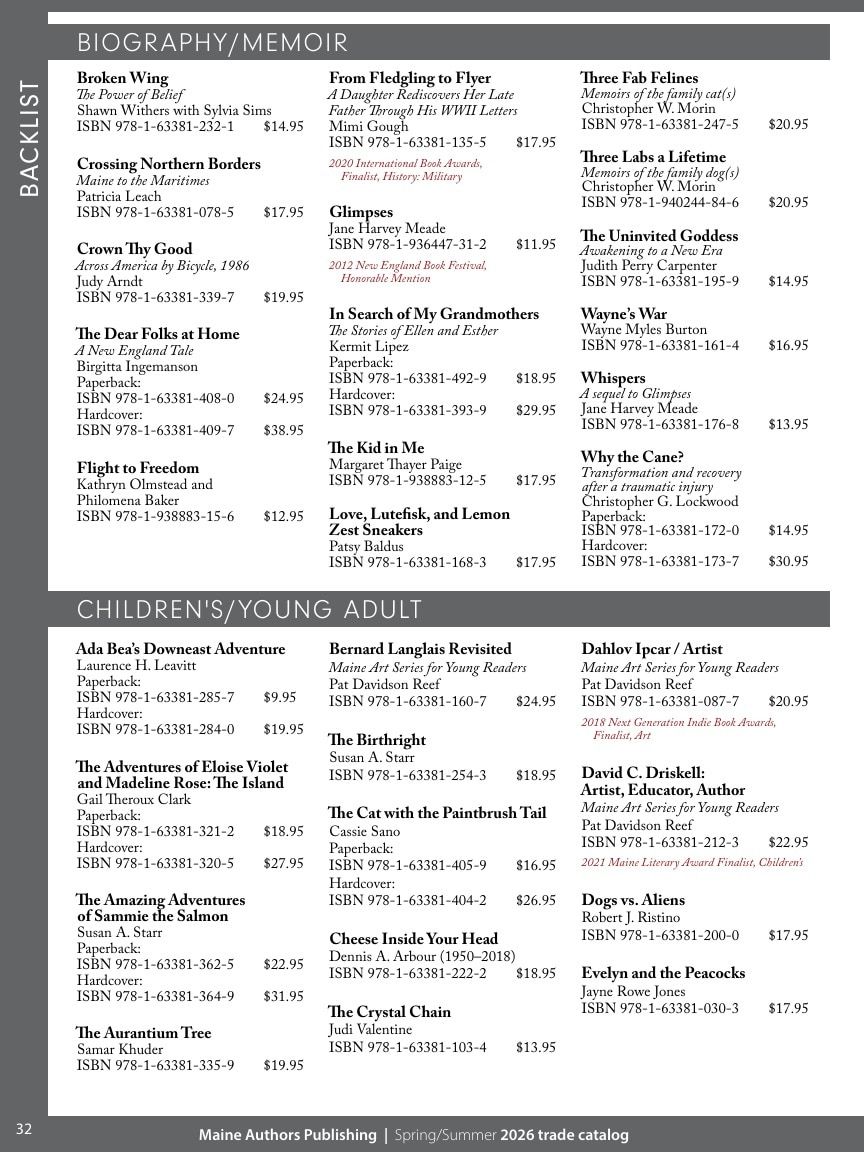 Maine Authors Publishing Books Catalog Weekly Ad January 1 - December 31, 2026