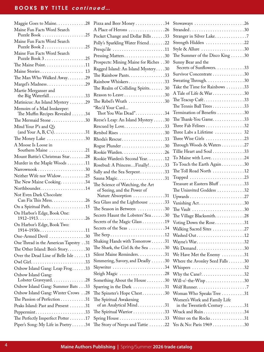 Maine Authors Publishing Books Catalog Weekly Ad January 1 - December 31, 2026