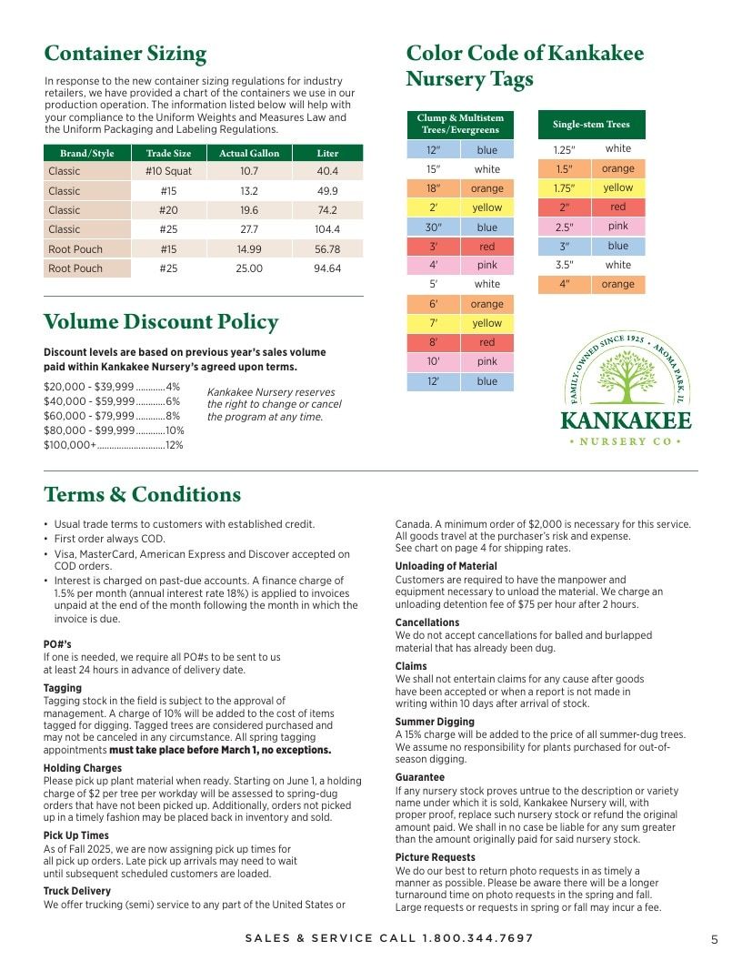 Kankakee Nursery Wholesale Nursery Catalog Weekly Ad January 1 - December 31, 2026