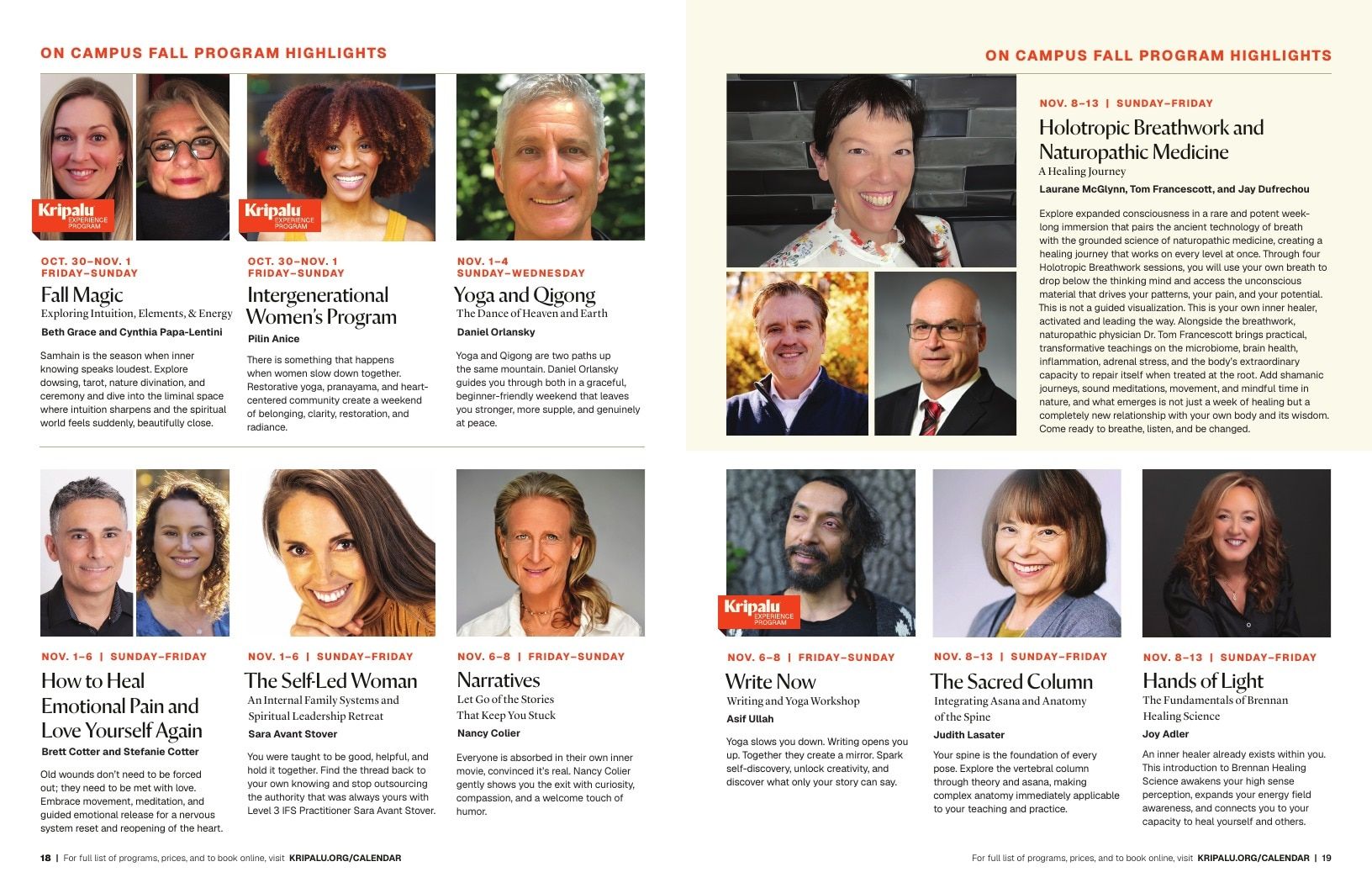 Kripalu Fall Program Catalog Weekly Ad January 1 - December 31, 2026