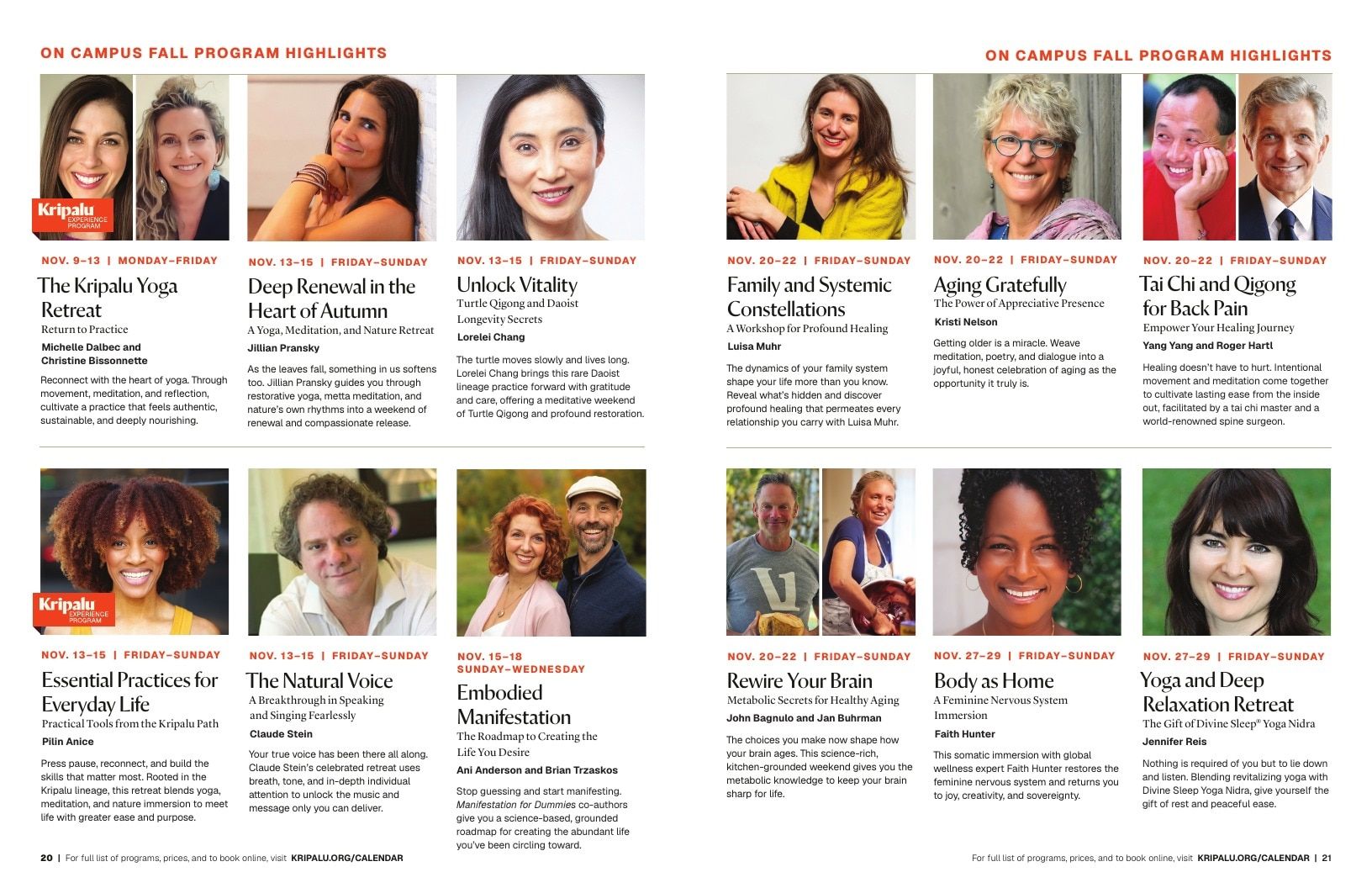 Kripalu Fall Program Catalog Weekly Ad January 1 - December 31, 2026