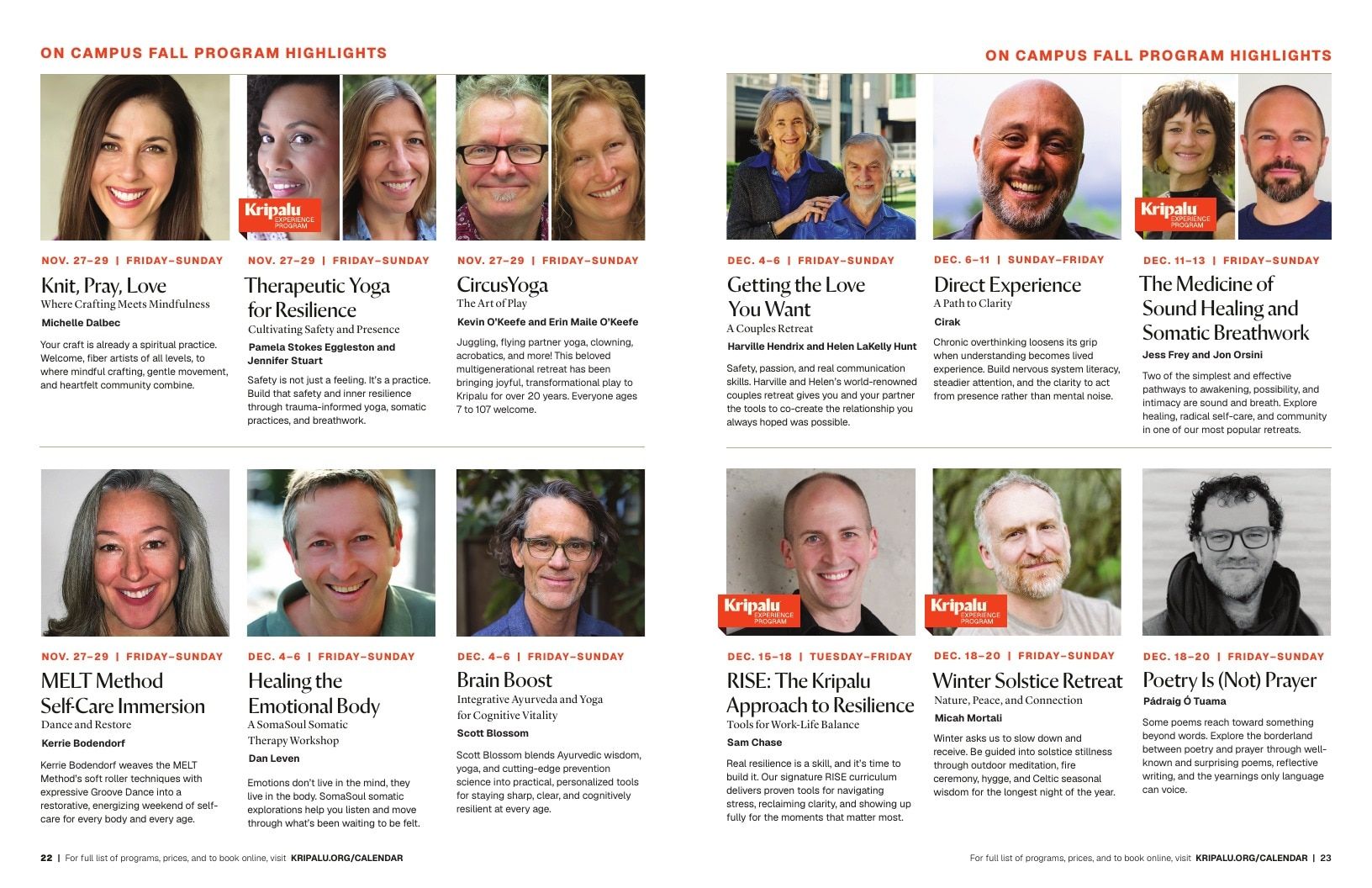 Kripalu Fall Program Catalog Weekly Ad January 1 - December 31, 2026