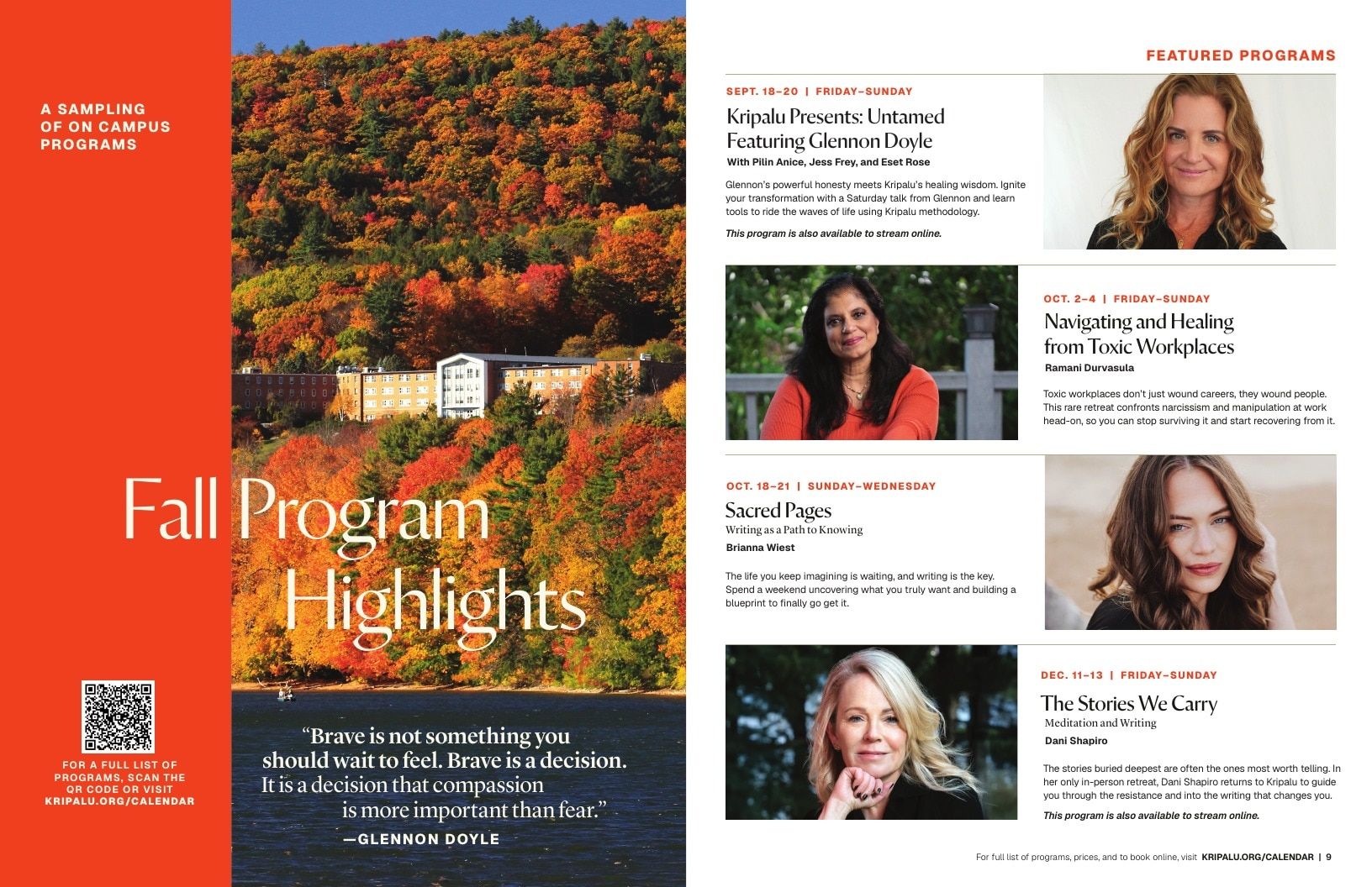 Kripalu Fall Program Catalog Weekly Ad January 1 - December 31, 2026