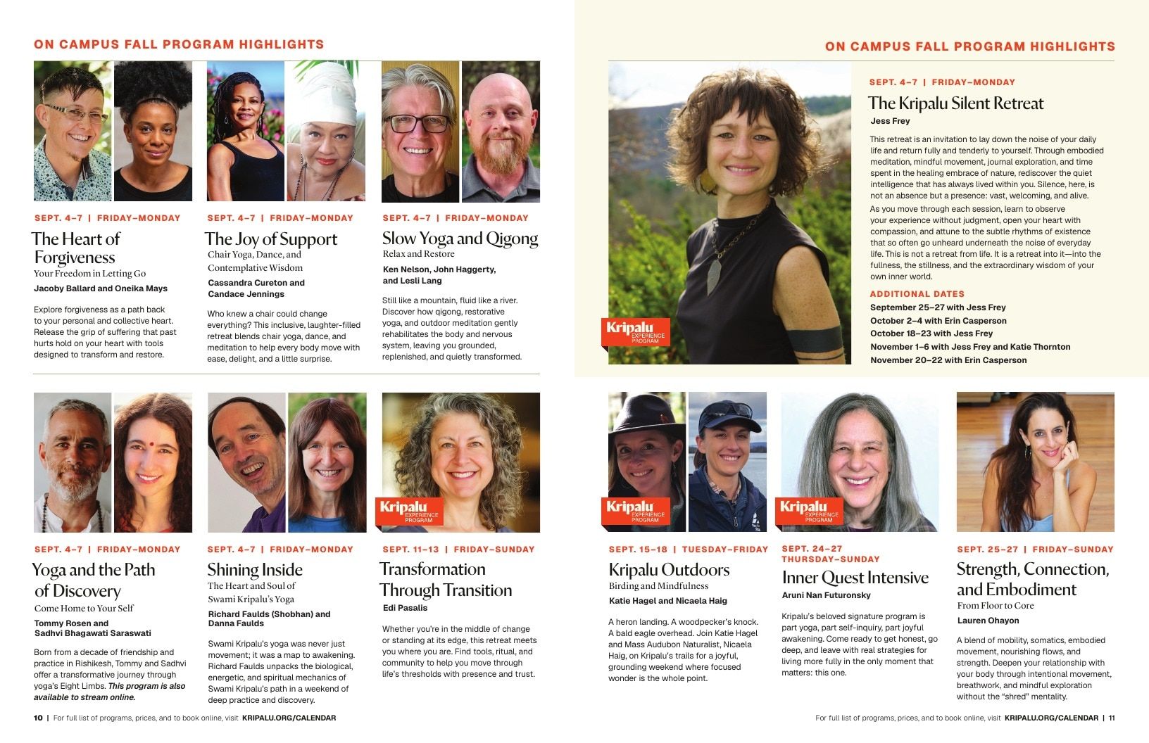 Kripalu Fall Program Catalog Weekly Ad January 1 - December 31, 2026