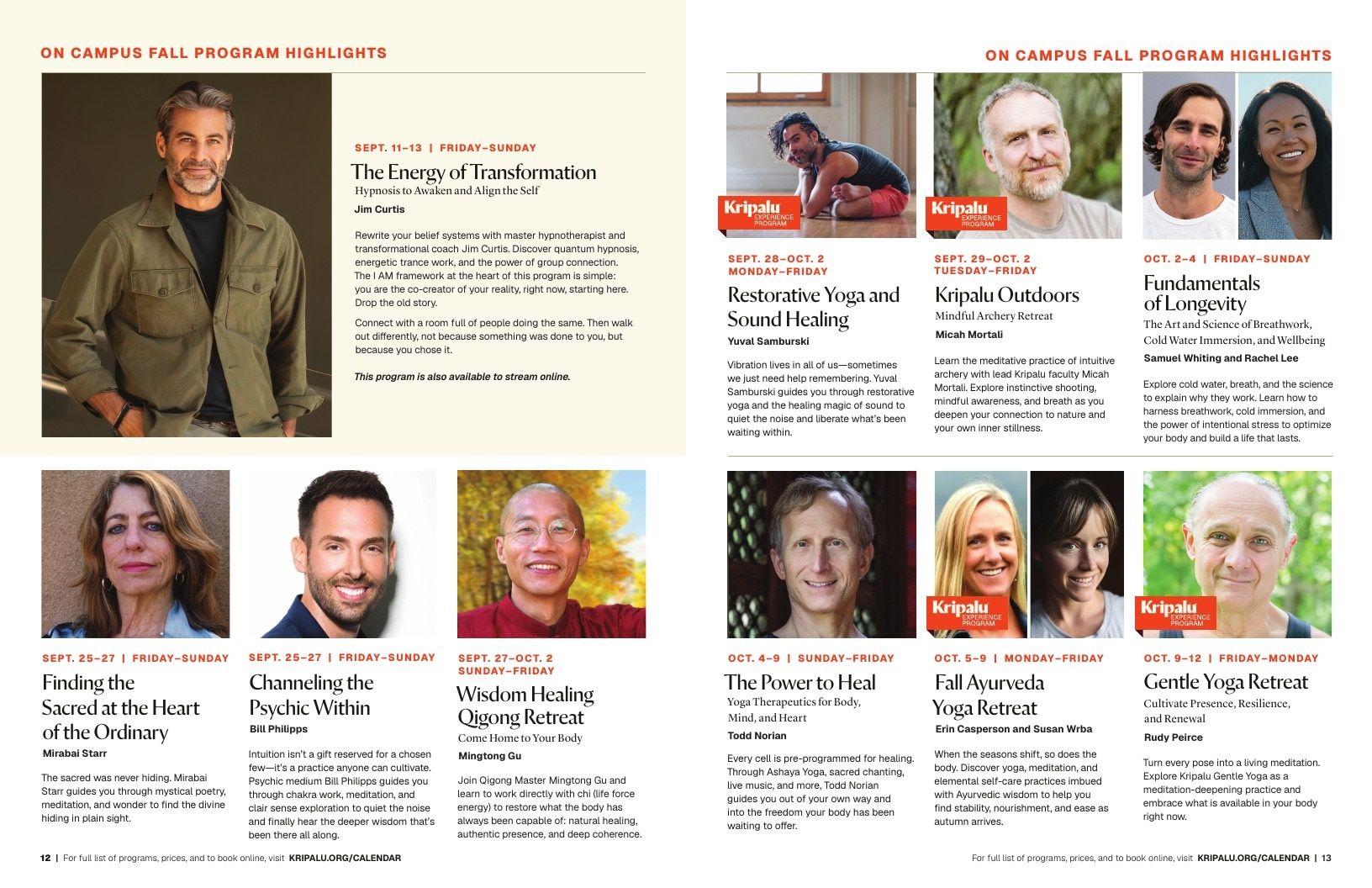 Kripalu Fall Program Catalog Weekly Ad January 1 - December 31, 2026