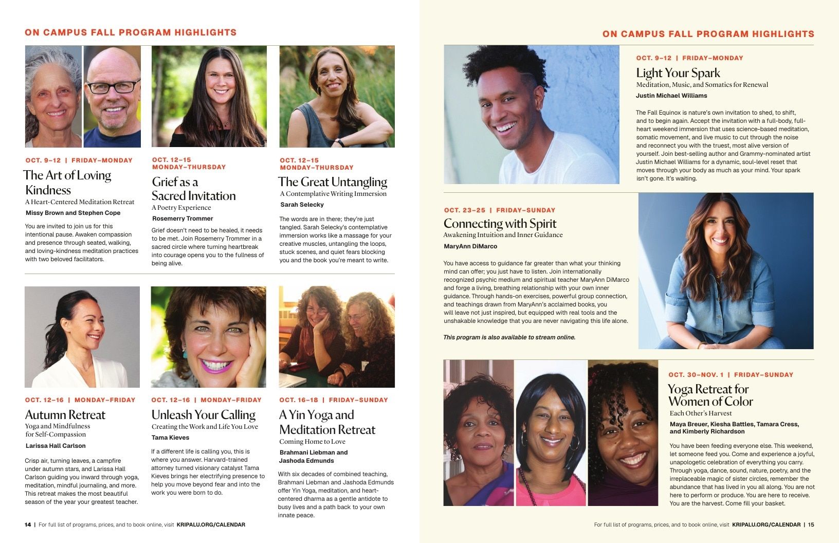 Kripalu Fall Program Catalog Weekly Ad January 1 - December 31, 2026