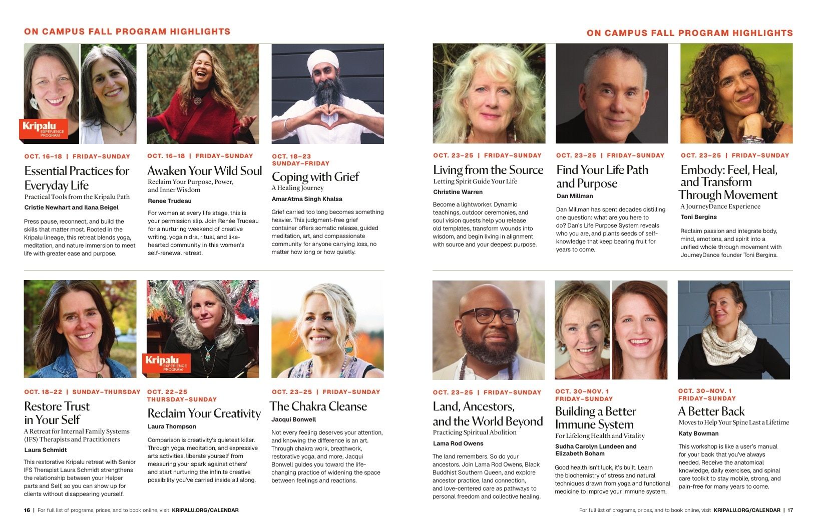 Kripalu Fall Program Catalog Weekly Ad January 1 - December 31, 2026