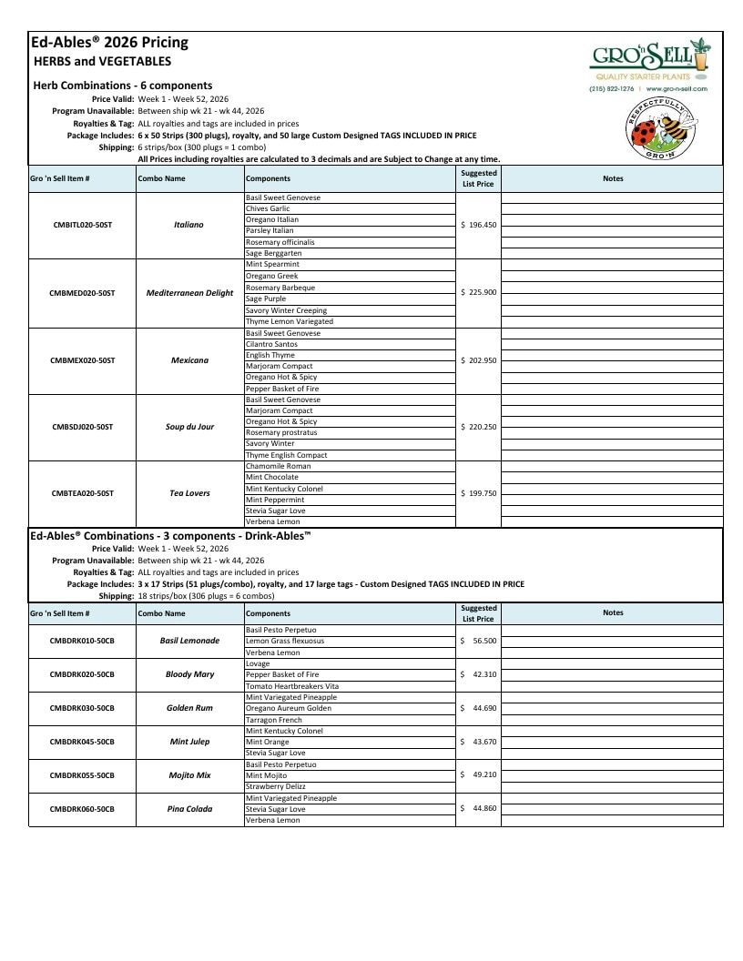 Gro'n Sell Plants Catalog Weekly Ad January 1 - December 31, 2026