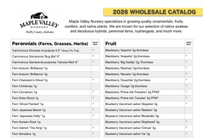 Maple Valley Nursery Wholesale Nursery Catalog Weekly Ad January 1 - December 31, 2026